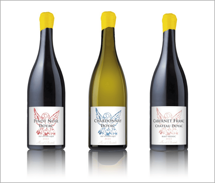 bouteilles de la gamme de vins monocépages du Château Doyac